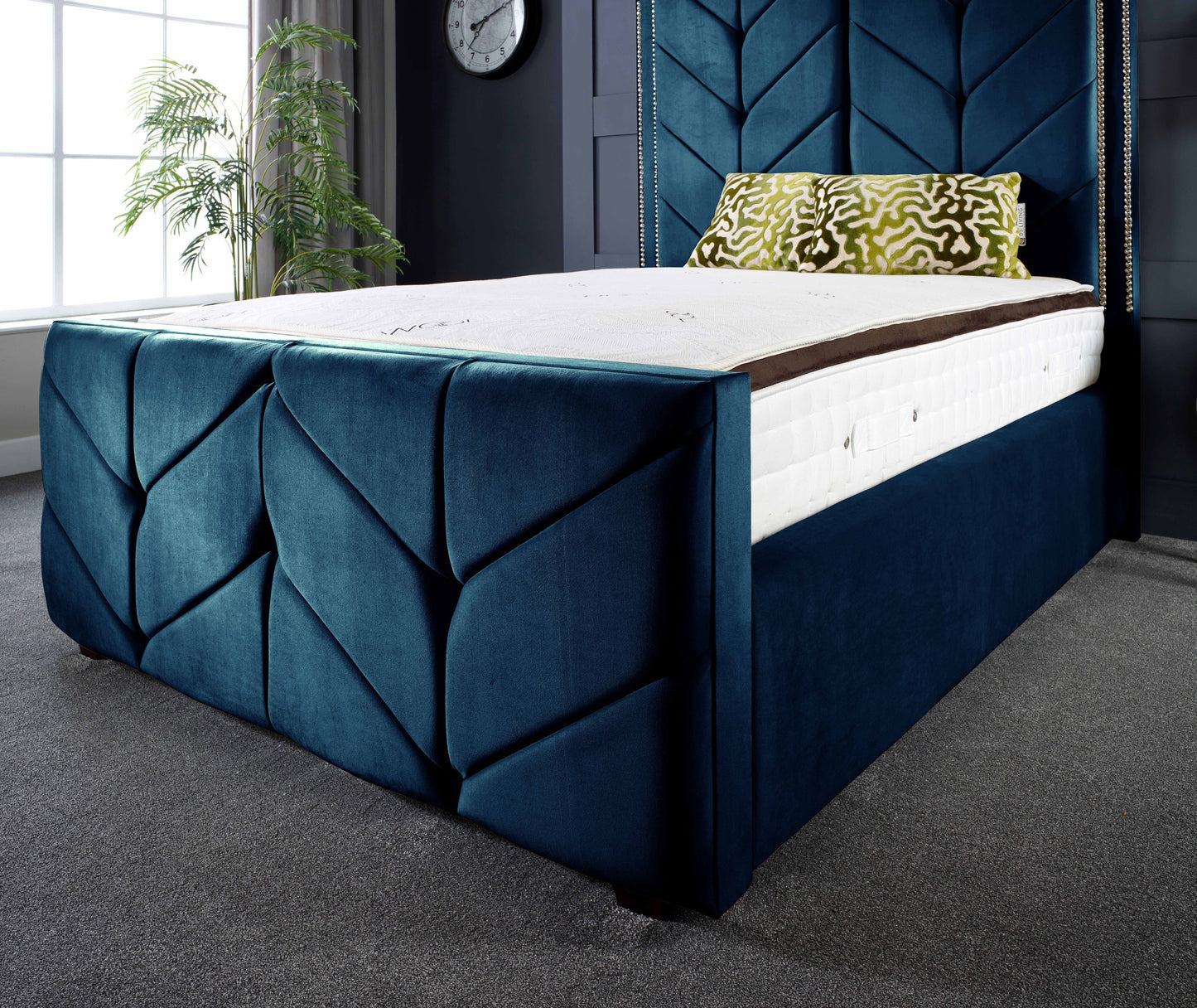 Milly Chevron Upholstered Soft Touch Bed Frame