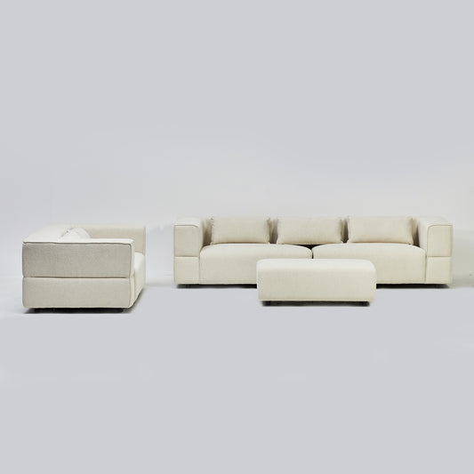 Aurora 2 and 4 Seater Sofa in Mikah Vanilla with Ottoman