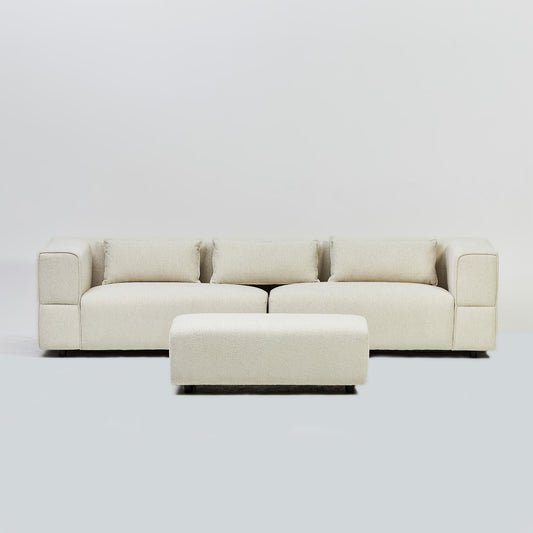 Aurora 4 Seater Sofa in Mikah Vanilla with Ottoman