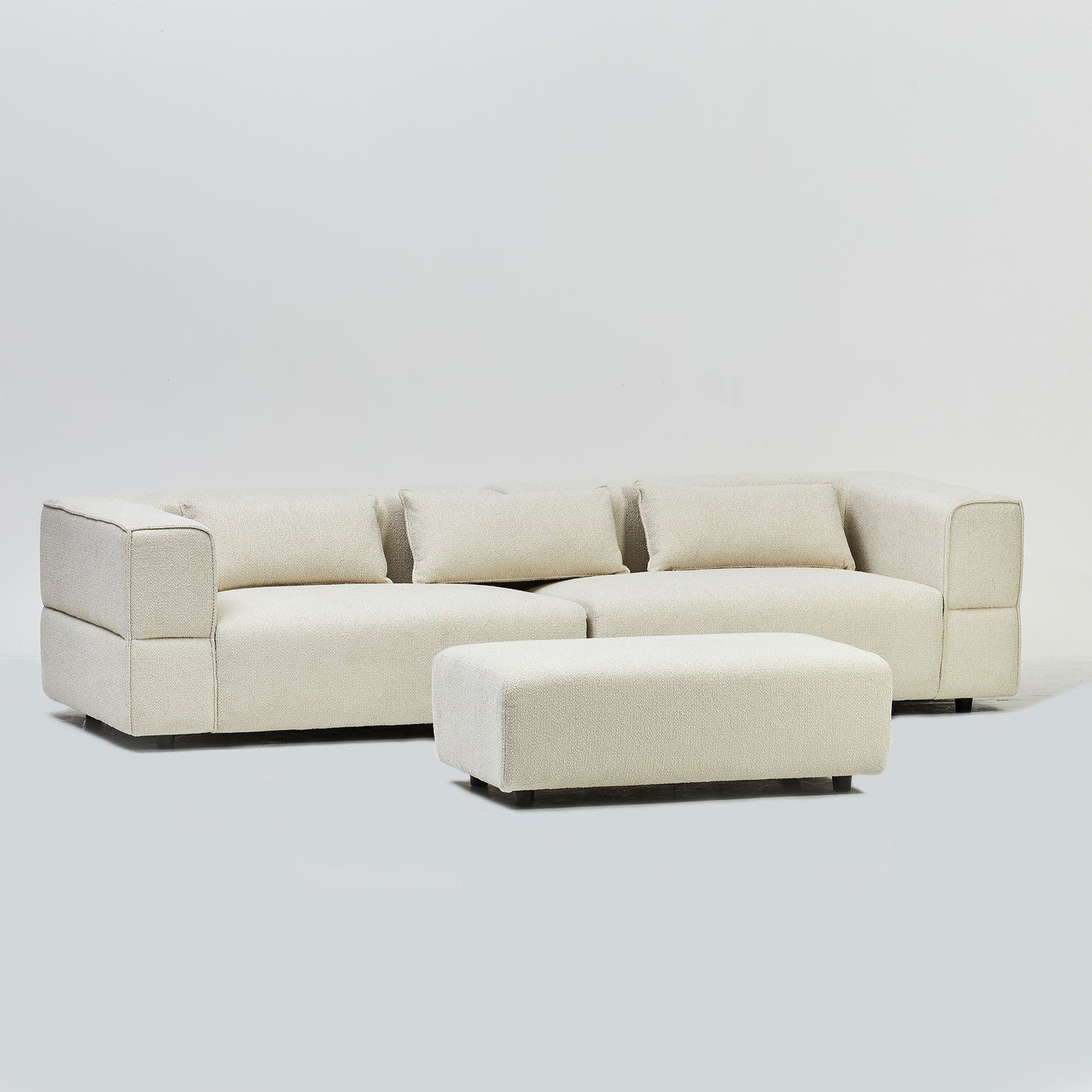 Aurora 4 Seater Sofa in Mikah Vanilla with Ottoman