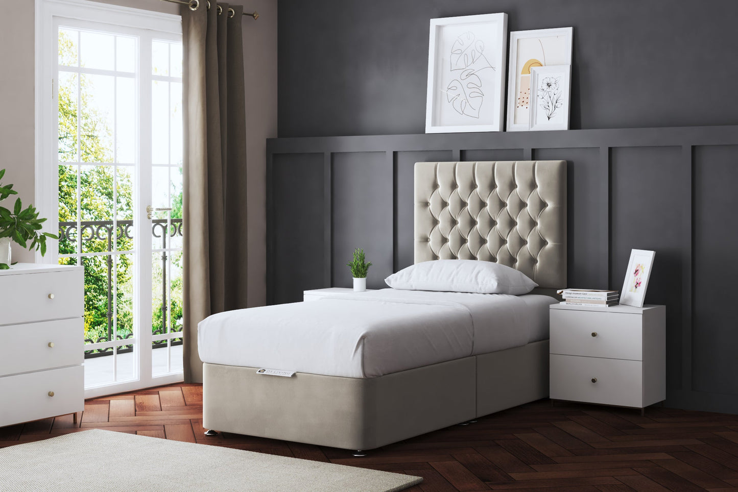 SERAPHINE CHESTERFIELD DIVAN BED WITH FOUR DRAWERS