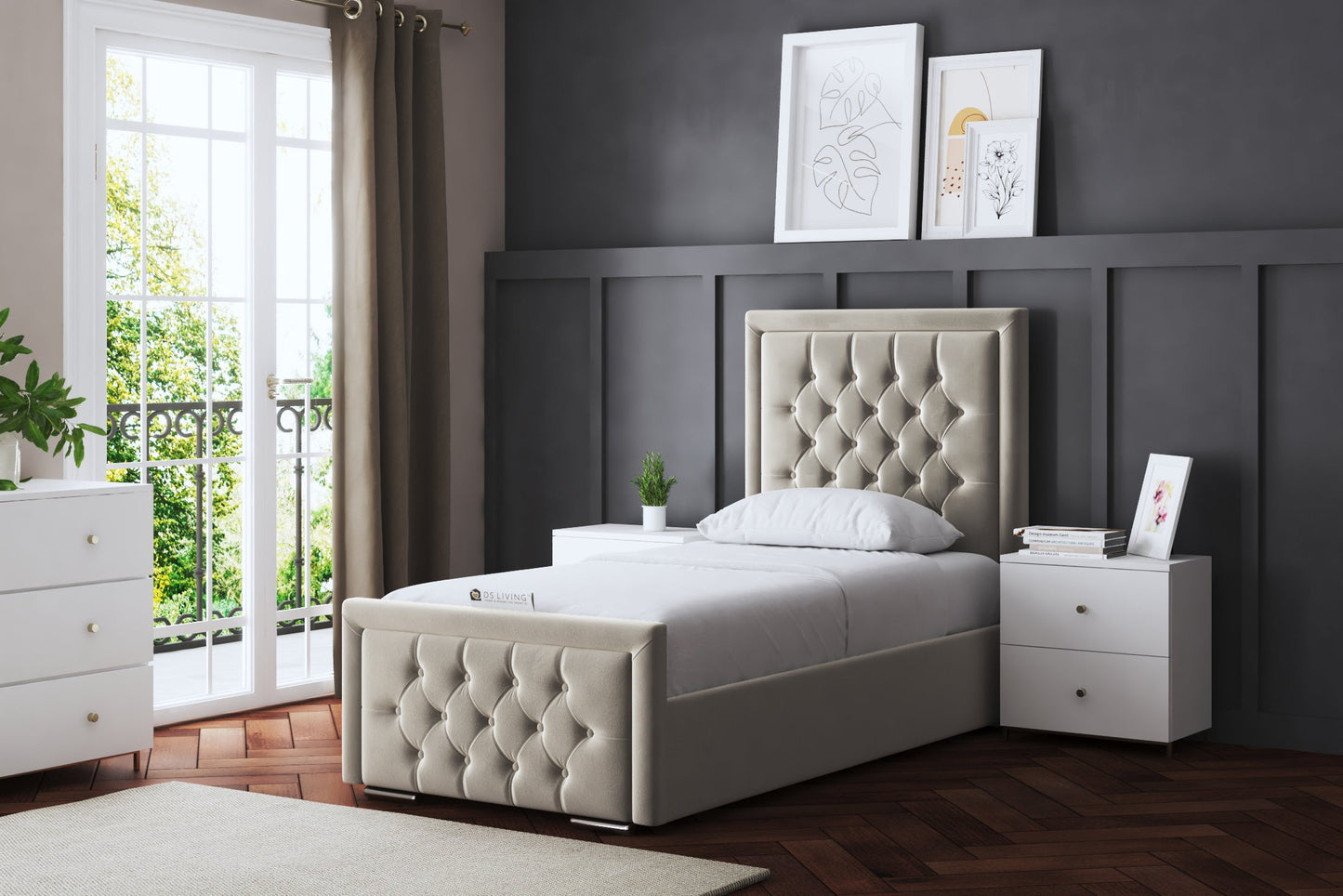 ALLEGRA UPHOLSTERED BED WITH OPTIONAL MATTRESS