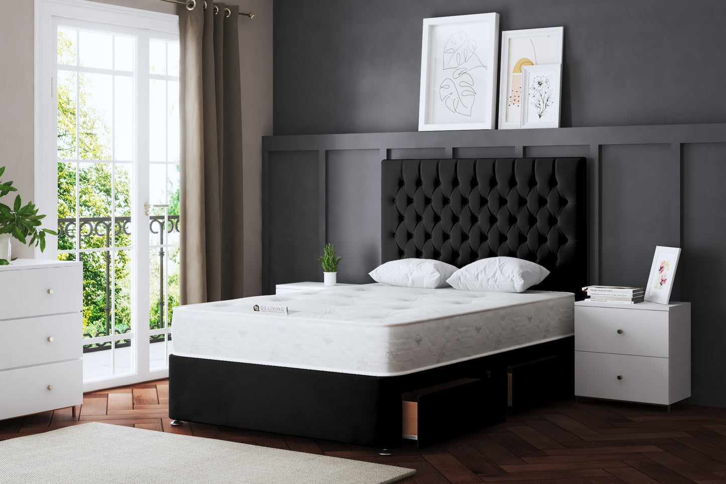 SERAPHINE CHESTERFIELD DIVAN BED WITH FOUR DRAWERS