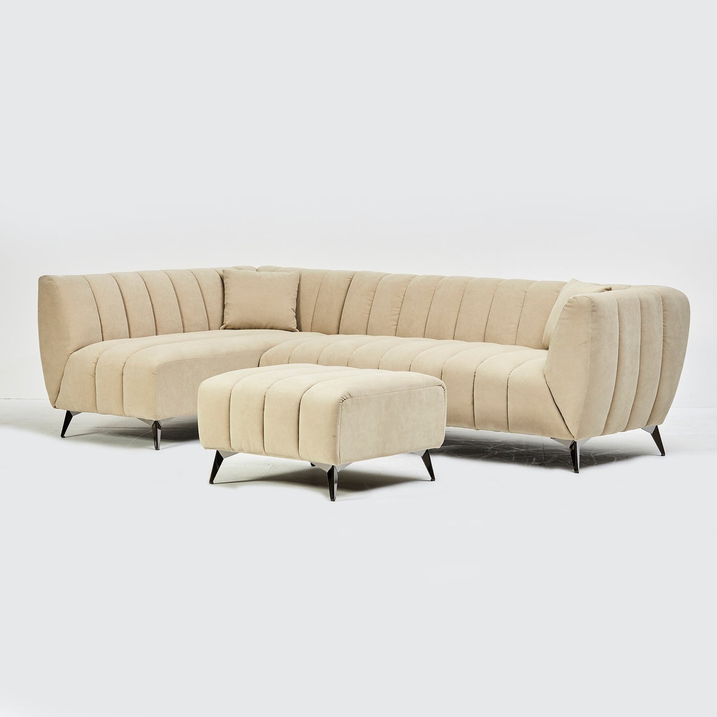 Noa Left Hand Facing Corner Sofa in Nordica Wickes with Ottoman