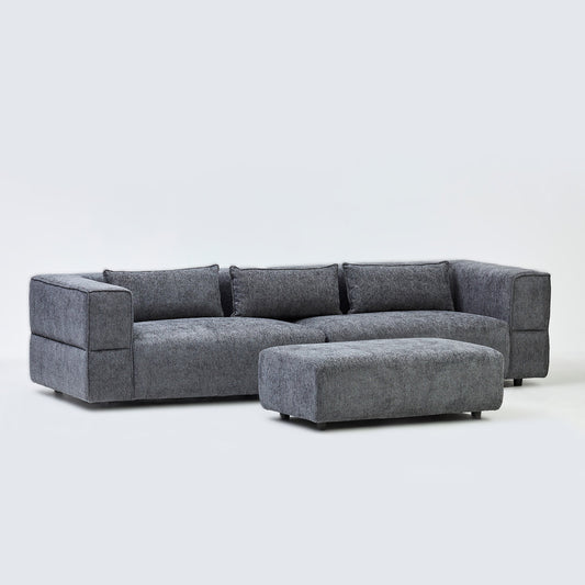 Aurora 4 Seater Sofa in Mikah Ashen with Ottoman