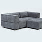 Aurora 2 Seater Sofa in Mikah Ashen with Ottoman