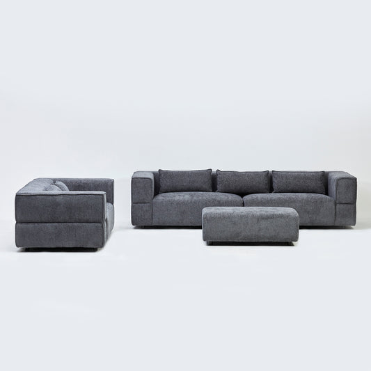 Aurora 2 and 4 Seater Sofa in Mikah Ashen with Ottoman