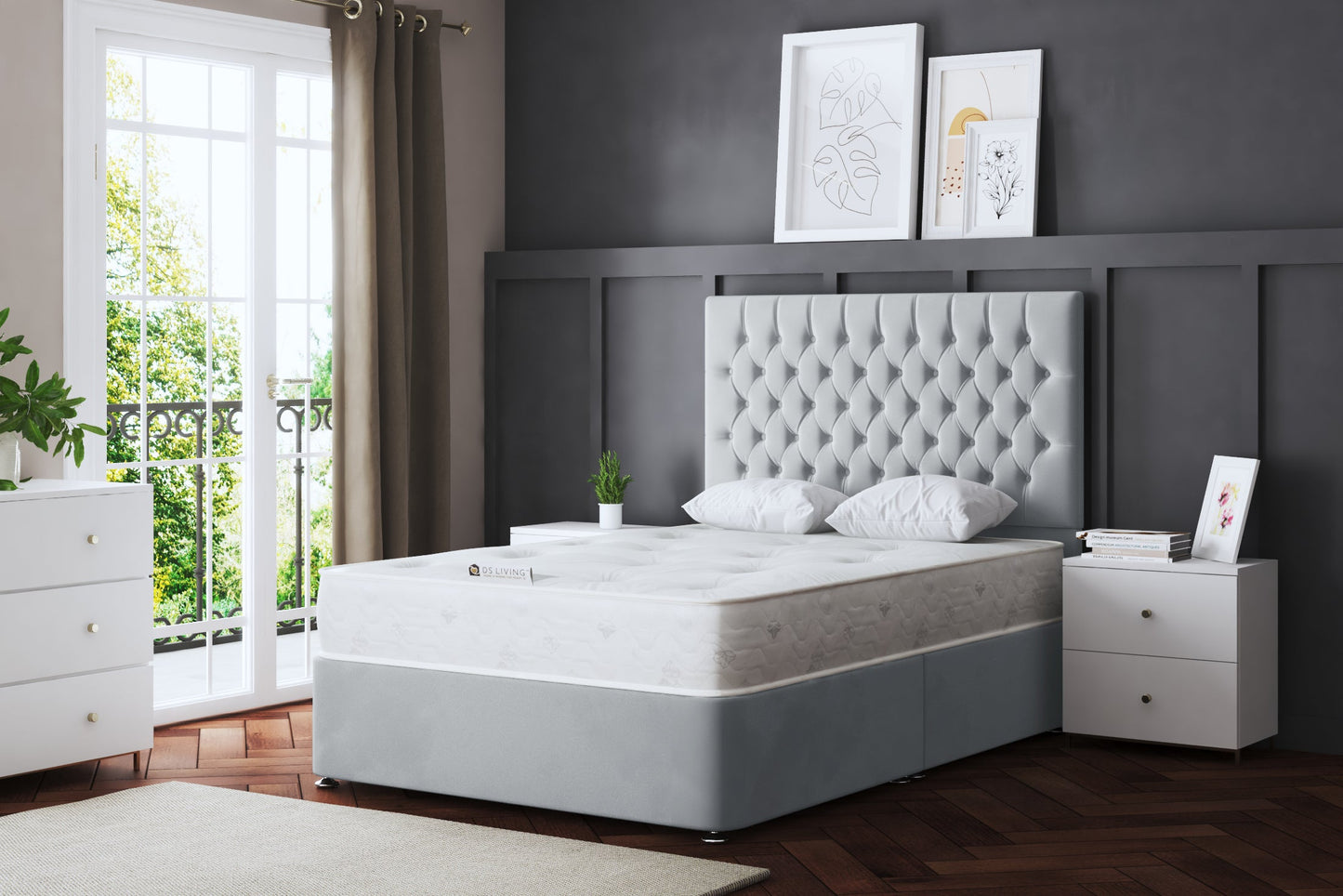 SERAPHINE CHESTERFIELD DIVAN BED WITH FOUR DRAWERS