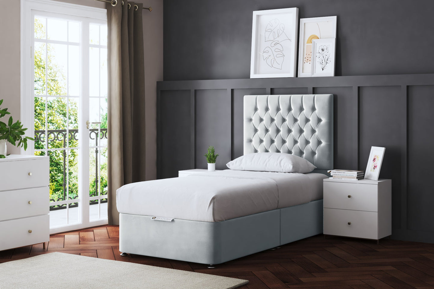 SERAPHINE CHESTERFIELD DIVAN BED WITH FOUR DRAWERS