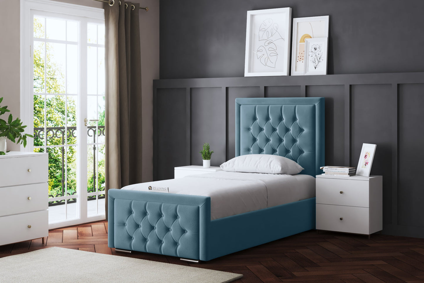 ALLEGRA UPHOLSTERED BED WITH OPTIONAL MATTRESS