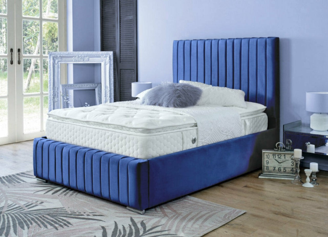 Savoy Panel Lined Upholstered Soft Velvet Bed