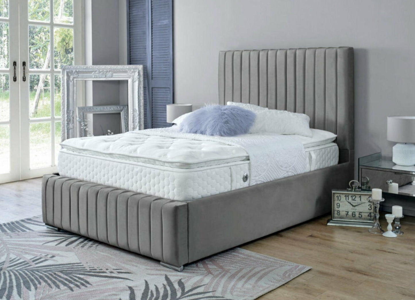 Savoy Panel Lined Upholstered Soft Velvet Bed