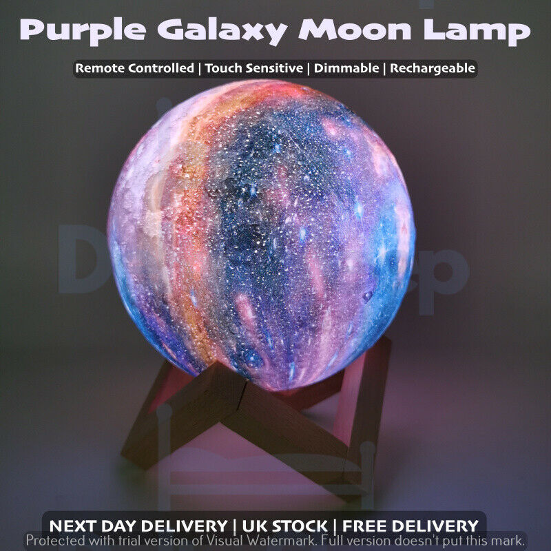 NEW : Galaxy Moon Lamp Kids Night Light Comes Free with Dimmable LED 3D Remote Control.